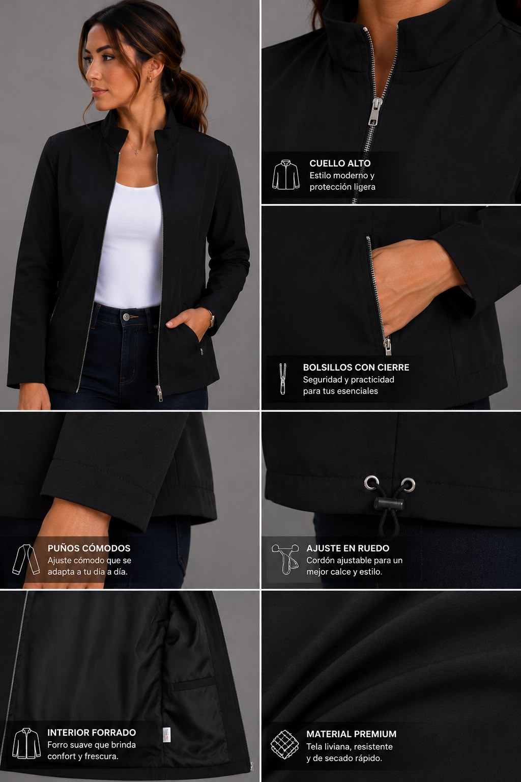 CHAQUETA URBAN NEGRA  REF S1205